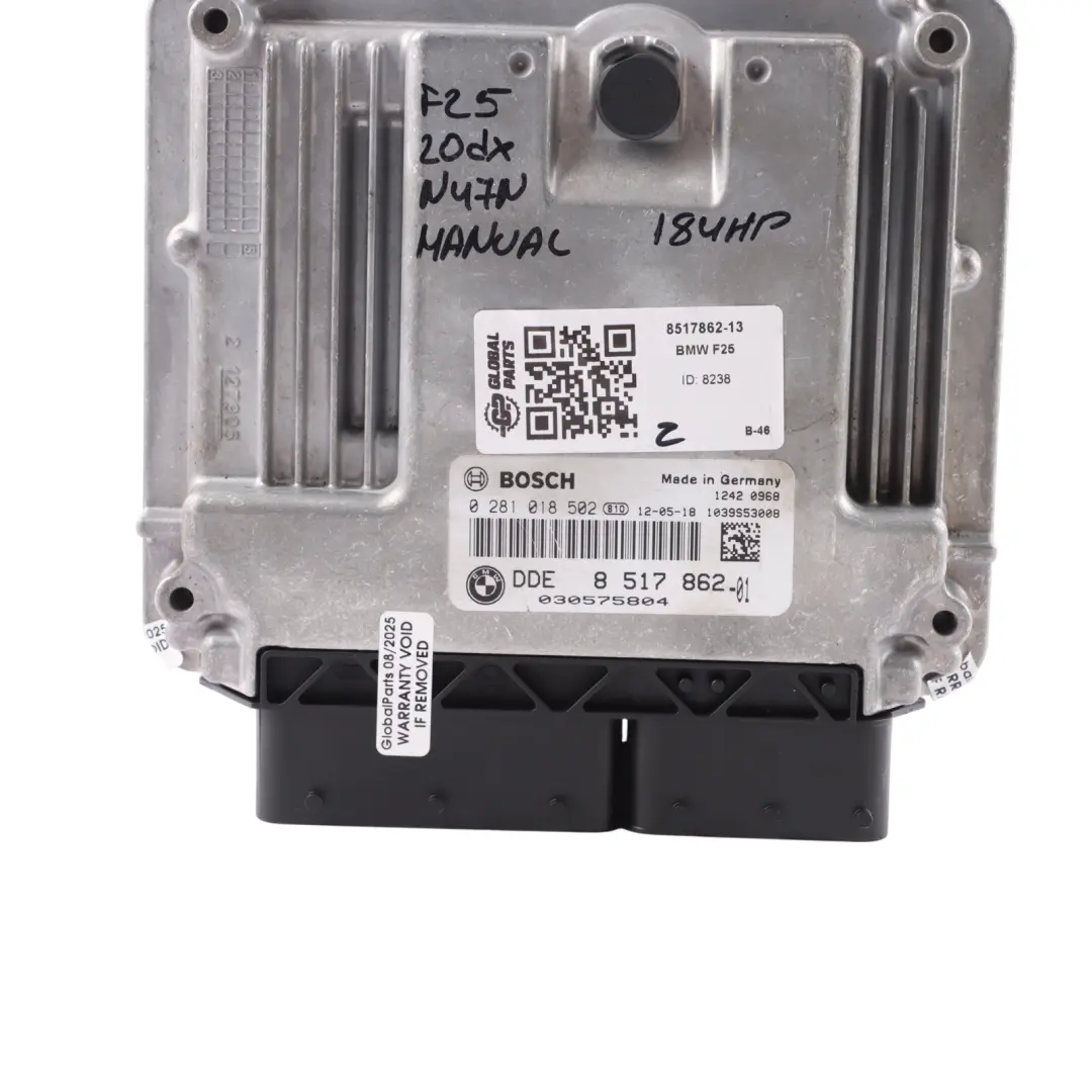 20dX N47N 184HP Diesel Engine Unit ECU DDE Manual to BMW F20 F21 X3 F25 with Part number 8517862 BMW F20 F21 X3 F25 20dX N47N 184HP Diesel Engine Unit ECU DDE Manual - SKU 8517862-13 - Part number 8517862