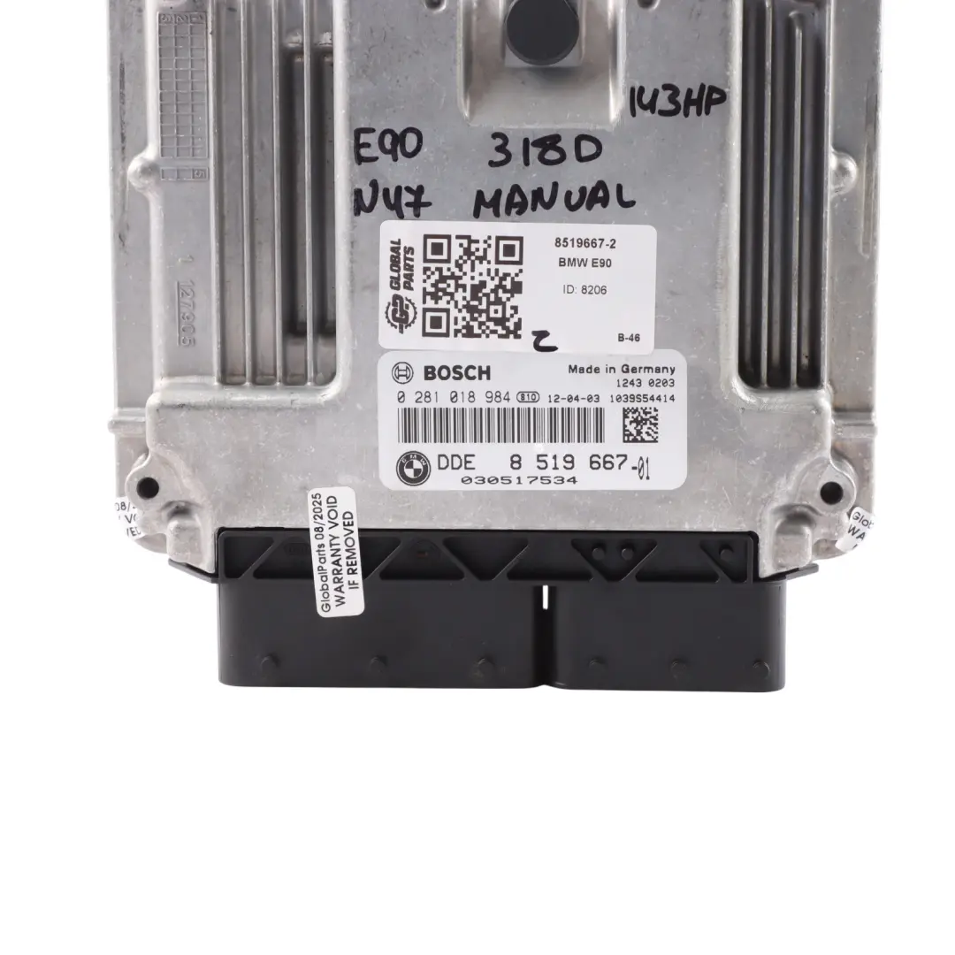 BMW E90 E91 LCI N47N 318d 143HP Engine Control ECU DDE Automatic - SKU 8519667-2 - Part number 8519667