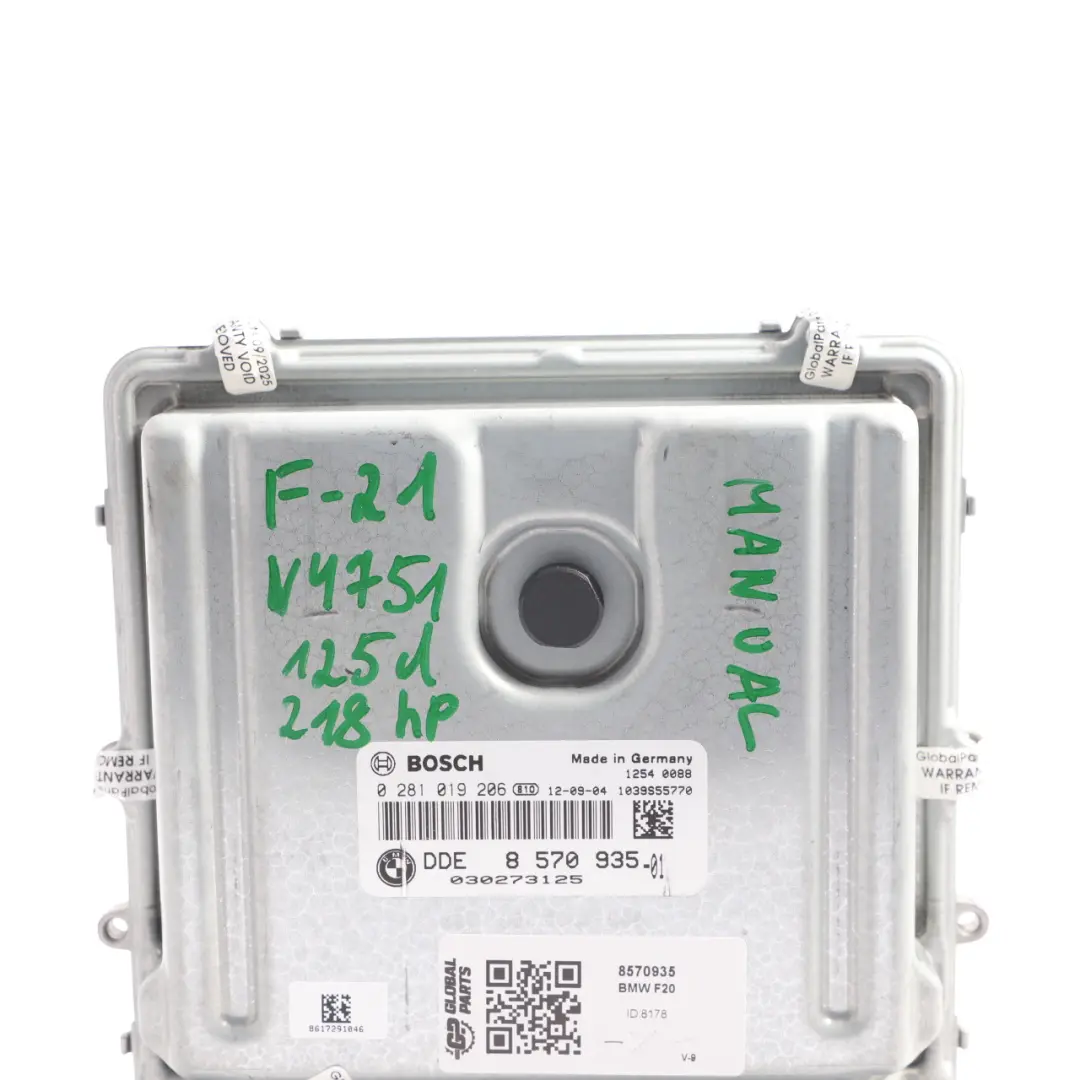 N47S1 218HP Engine Control Unit ECU DDE Manual to BMW F20 F30 125d 325d with Part number 8570935 BMW F20 F30 125d 325d N47S1 218HP Engine Control Unit ECU DDE Manual - SKU 8570935 - Part number 8570935