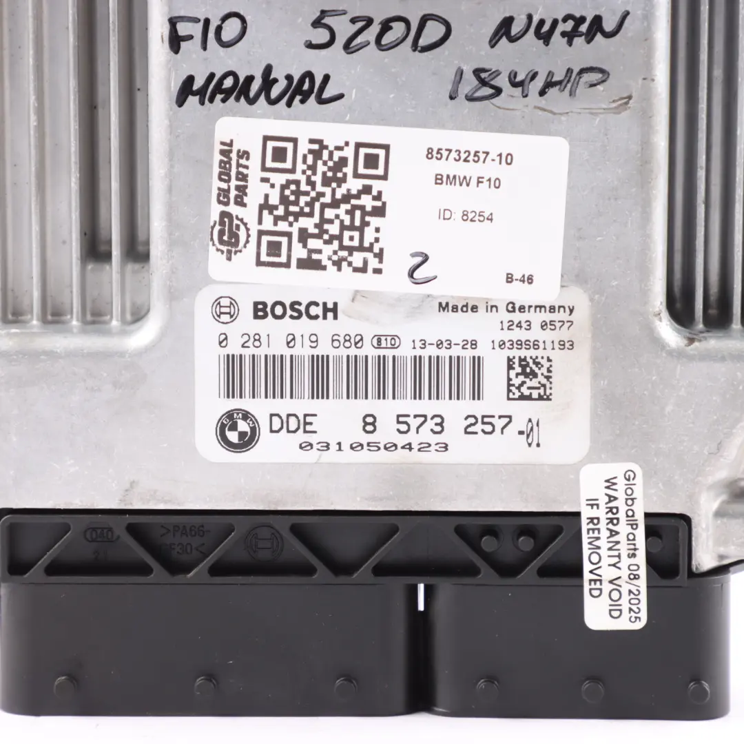 BMW F20 F30 F32 120d 320d 420d N47N 184HP Control ECU Kit DDE Manual - SKU 8573257-10 - Part number 8573257