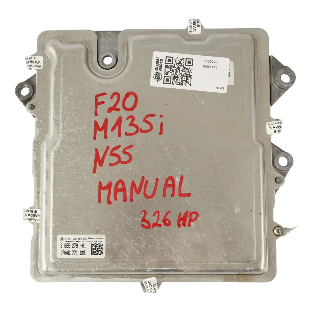 BMW F20 M135i N55 326HP Engine Control Unit ECU DME Manual - SKU 8665279 - Part number 8665279