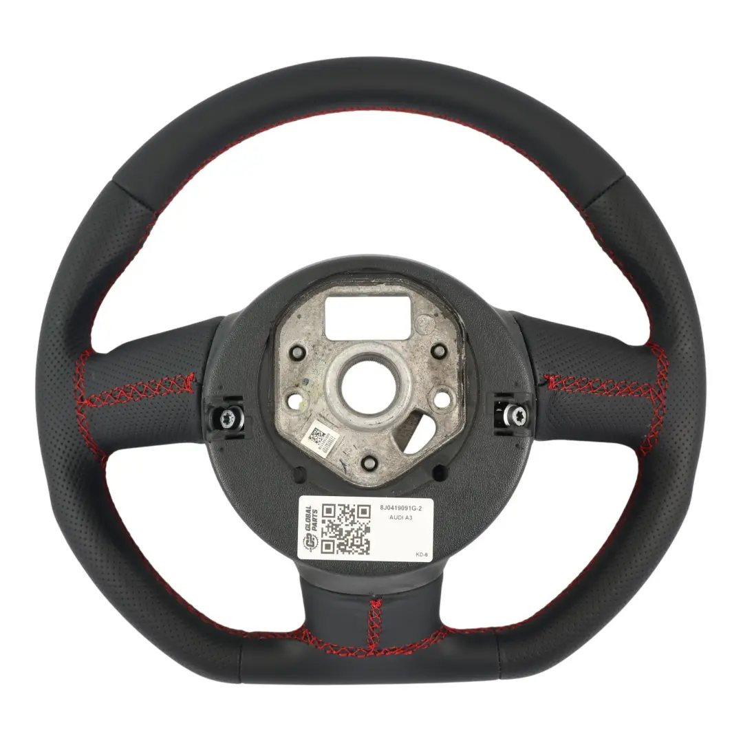 Steering Wheel NEW Black Leather Flat Bottom to Audi A3 8P S-Line with Part number 8J0419091G Audi A3 8P S-Line Steering Wheel NEW Black Leather Flat Bottom - SKU 8J0419091G-2 - Part number 8J0419091G
