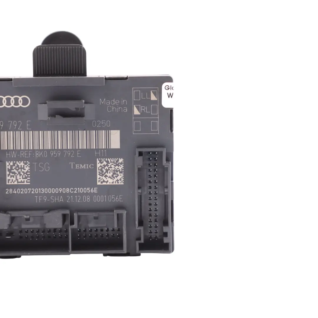Audi A4 B8 A5 8T Módulo Puerta Delantera Unidad Control ECU Izquierda - SKU 8K0959792E - Número de pieza 8K0959792E