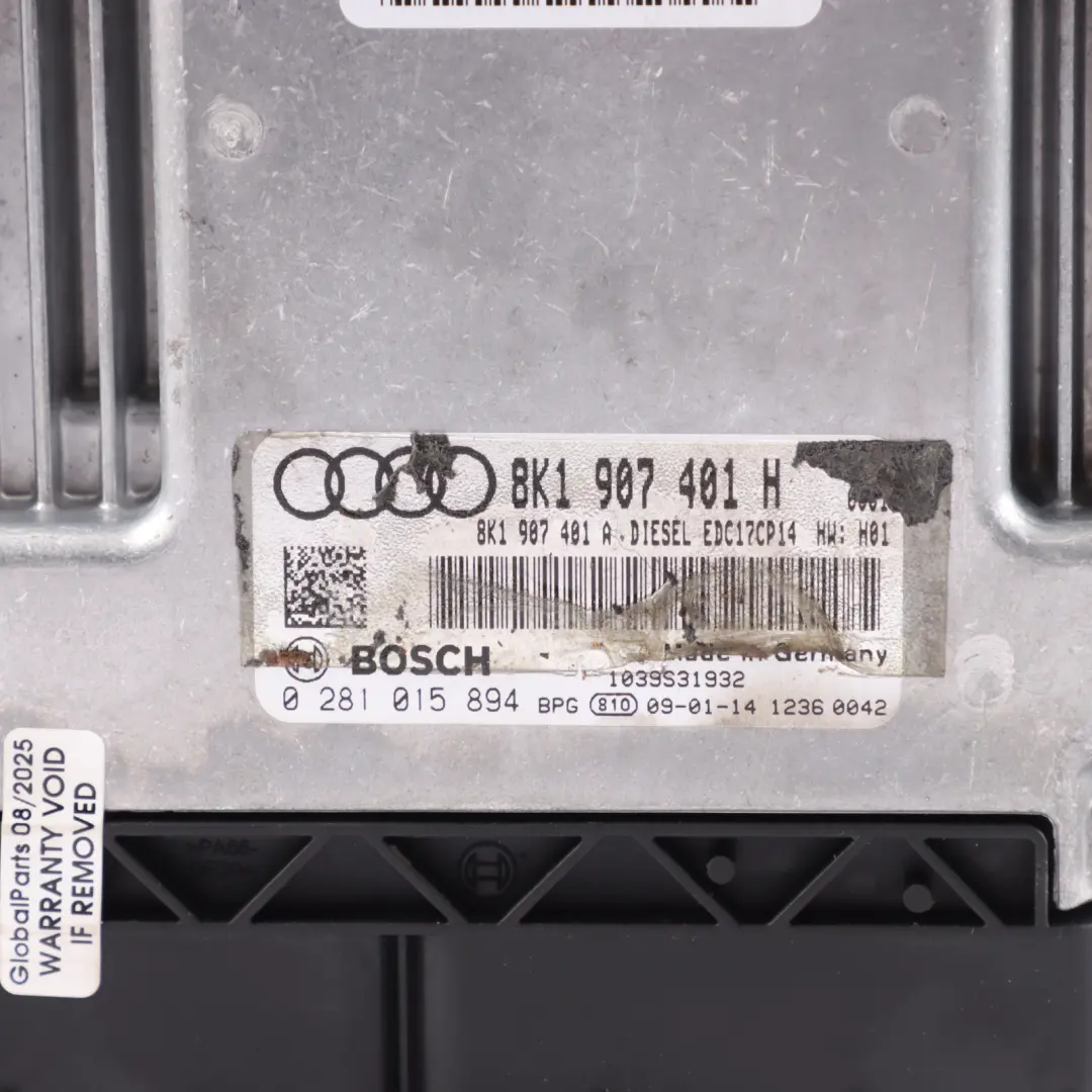 190HP CGKA Engine Control ECU Automatic to Audi A4 B8 A5 8T 2.7 TDI with Part number 8K1907401H Audi A4 B8 A5 8T 2.7 TDI 190HP CGKA Engine Control ECU Automatic - SKU 8K1907401H - Part number 8K1907401H