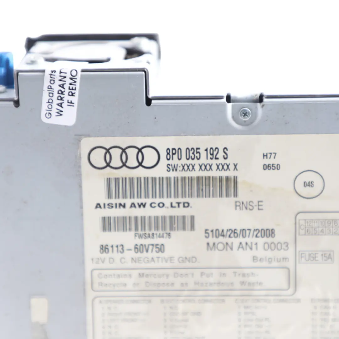 Audi A3 S3 8P Radio Media GPS Nav Sat Audi Navigation Plus Unit - SKU 8P0035192S - Part number 8P0035192S