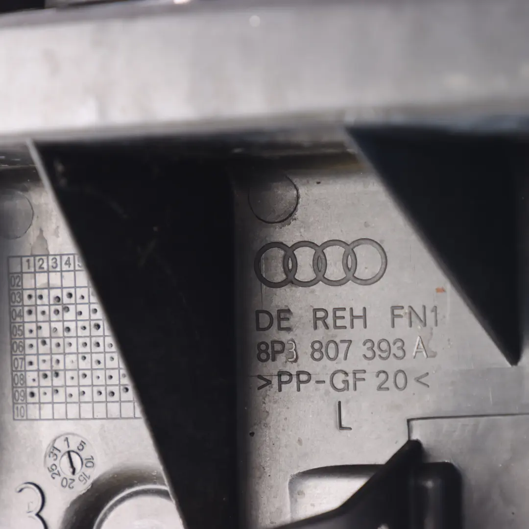Audi A3 8P Hintere Stoßstange Halterung Unterstützung Führung Links - SKU 8P3807393A - Teilenummer 8P3807393A