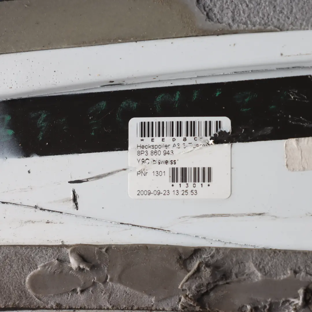 3Dr Boot Tailgate Trunk Lid Rear Spoiler Panel Ibis White - Y9C to Audi A3 8P with Part number 8P3860943 Audi A3 8P 3Dr Boot Tailgate Trunk Lid Rear Spoiler Panel Ibis White - Y9C - SKU 8P3860943-IWH - Part number 8P3860943