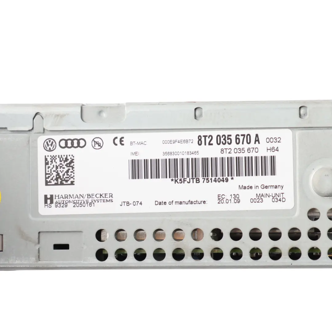 Audi A4 B8 A5 8T Multimedia Radio CD DVD Player MMI Head Unit - SKU 8T2035670A - Part number 8T2035670A