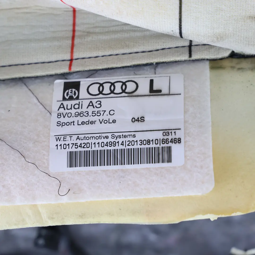 Audi A3 S3 8V 3 Portes Siège Avant Droit Dossier Chauffant, Cuir - SKU 8V3881806M-2 - Numéro de pièce 8V3881806M