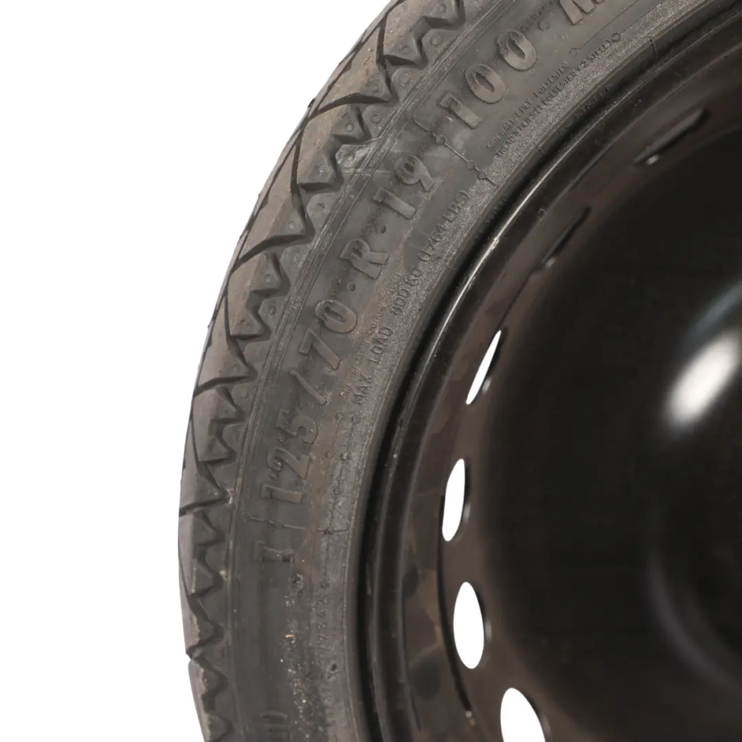 Saver Spare Wheel R19 4J 125/70 ET22 to Audi S4 B9 A5 F5 Avant Space with Part number 8W0601027B Audi S4 B9 A5 F5 Avant Space Saver Spare Wheel R19 4J 125/70 ET22 - SKU 8W0601027B-1 - Part number 8W0601027B