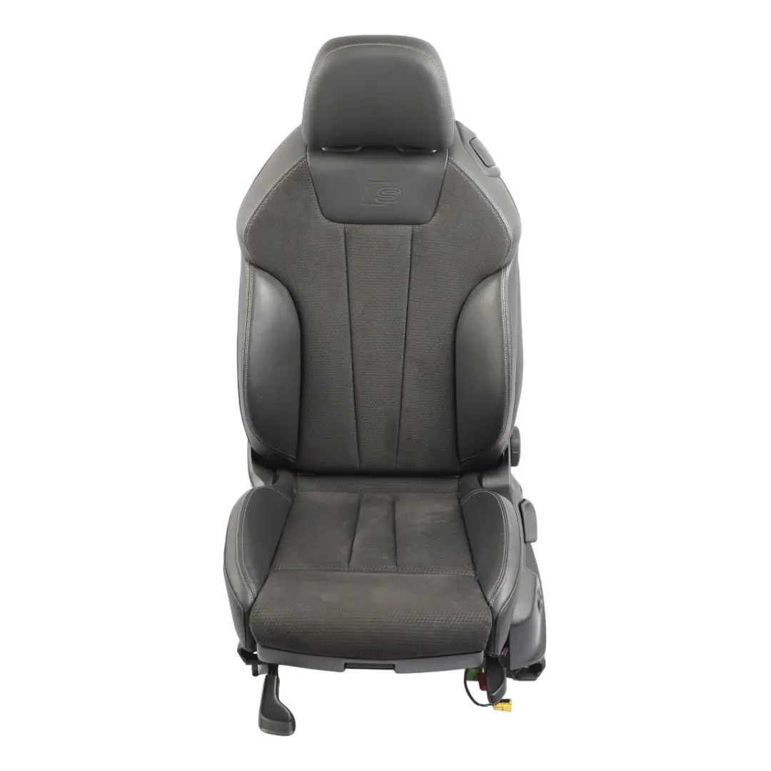 Front Left N/S S-Line Heated Half Leather Black Grey to Audi A5 F5 Coupe Seat with Part number 8W6881805P Audi A5 F5 Coupe Seat Front Left N/S S-Line Heated Half Leather Black Grey - SKU 8W6881805P - Part number 8W6881805P