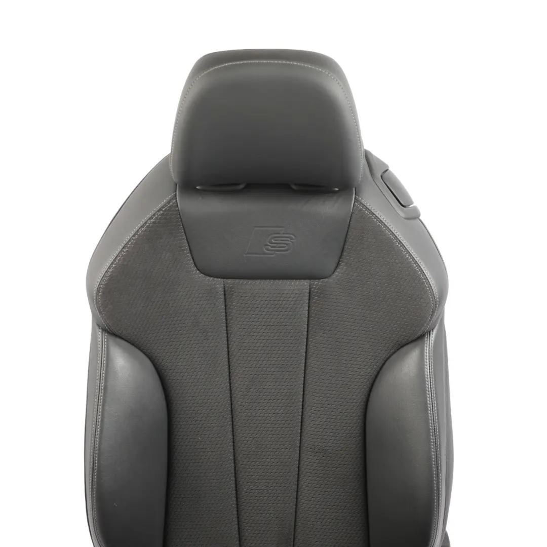 Front Left N/S S-Line Heated Half Leather Black Grey to Audi A5 F5 Coupe Seat with Part number 8W6881805P Audi A5 F5 Coupe Seat Front Left N/S S-Line Heated Half Leather Black Grey - SKU 8W6881805P - Part number 8W6881805P