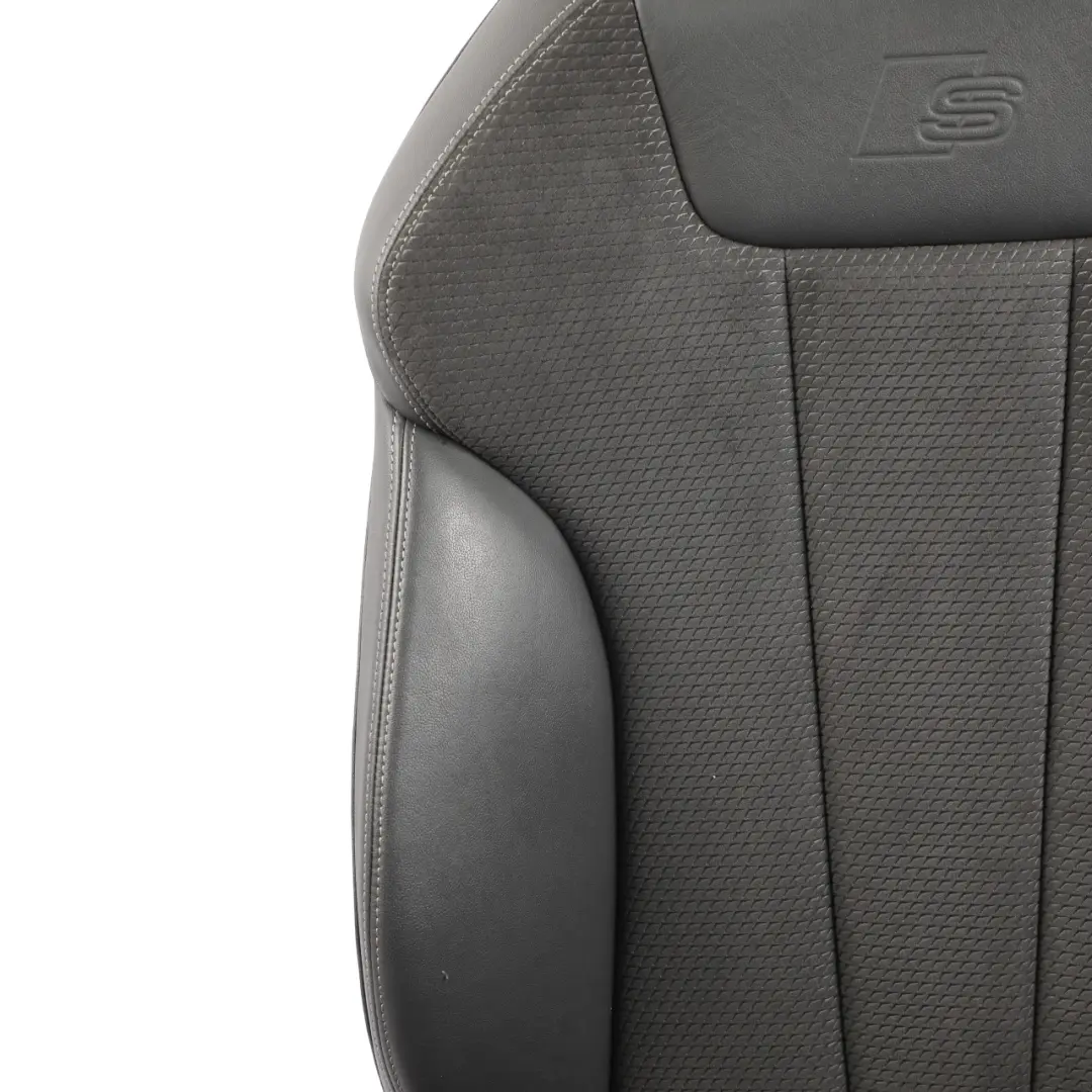 Front Left N/S S-Line Heated Half Leather Black Grey to Audi A5 F5 Coupe Seat with Part number 8W6881805P Audi A5 F5 Coupe Seat Front Left N/S S-Line Heated Half Leather Black Grey - SKU 8W6881805P - Part number 8W6881805P