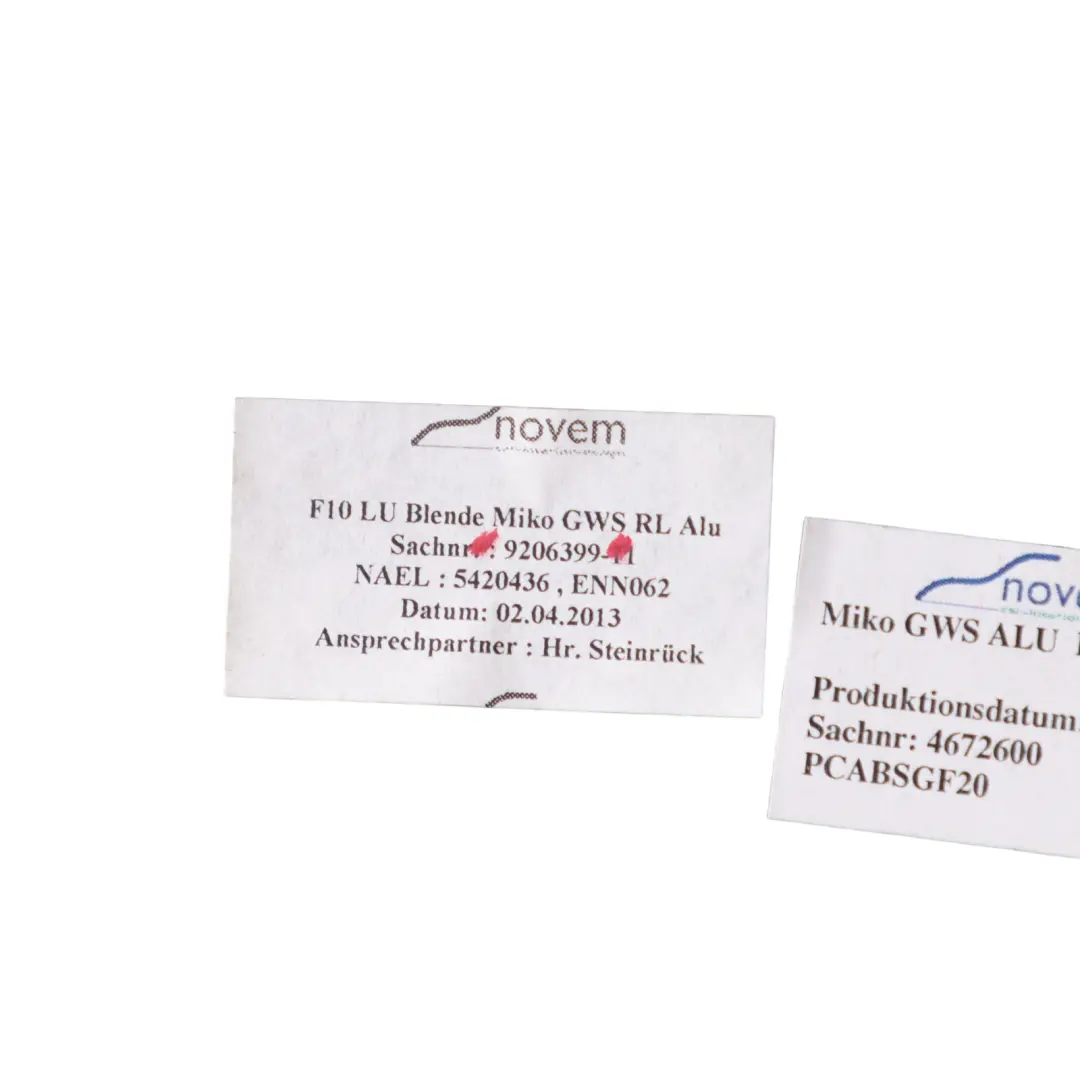 BMW F10 F11 Cover Trim Panel Centre Console Ashtray Brushed Aluminium - SKU 9206399 - Part number 9206399