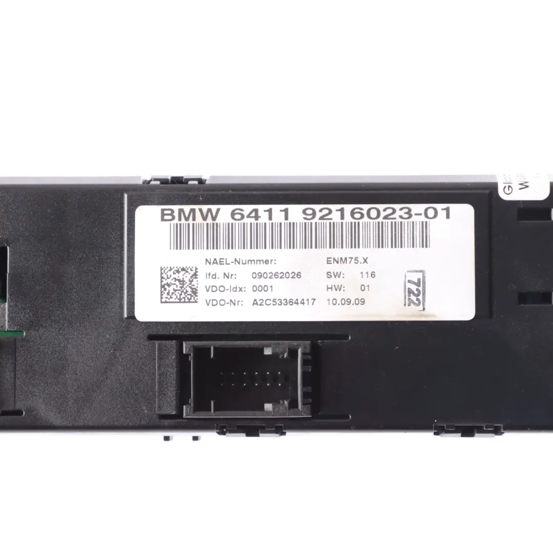 BMW E90 E91 E92 E93 Air Conditioning Control Panel Unit - SKU 9216023 - Part number 9216023