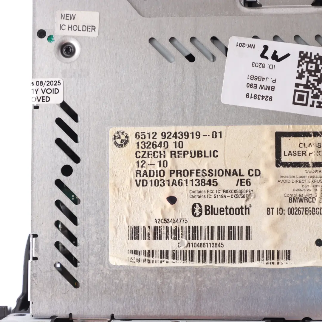  Radio CD Profesional Bluetooth BMW E81 E87 E90 E91 E92 LCI - SKU 9243919 - Número de pieza 9243919