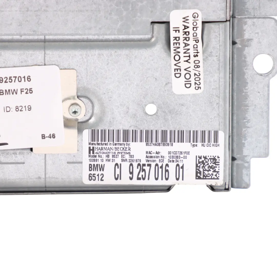 BMW X3 F25 CIC Sat Nav Professional Infotainment Radio Player Head Unit - SKU 9257016 - Part number 9257016