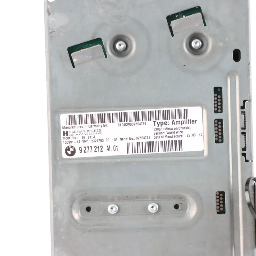 Amplifier Sound Top Hifi Audio Harman Kardon to BMW F30 F31 F32 F33 F34 with Part number 9277212 BMW F30 F31 F32 F33 F34 Amplifier Sound Top Hifi Audio Harman Kardon - SKU 9277212 - Part number 9277212
