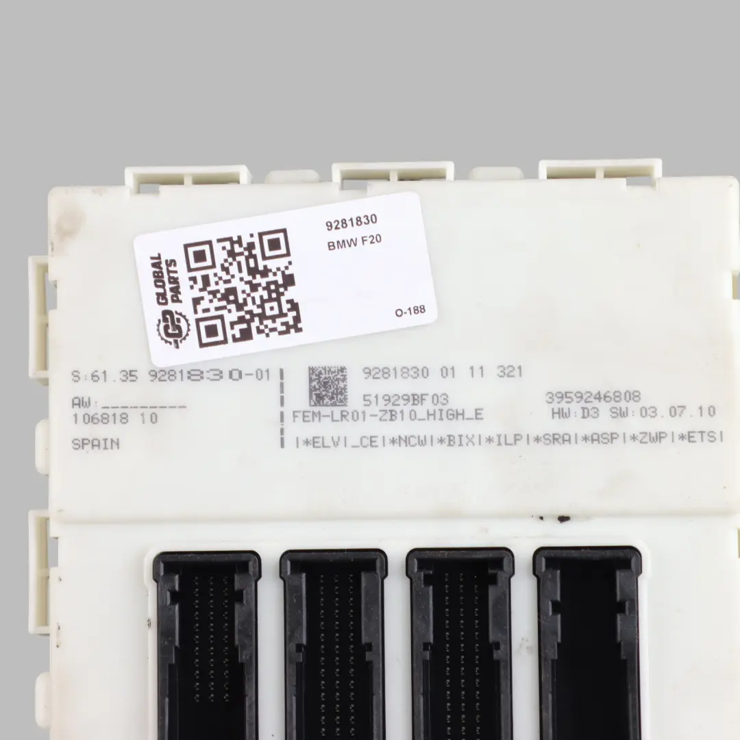 BMW F20 Central Body Comfort Module Control Unit ECU LEAR - SKU 9281830 - Part number 9281830
