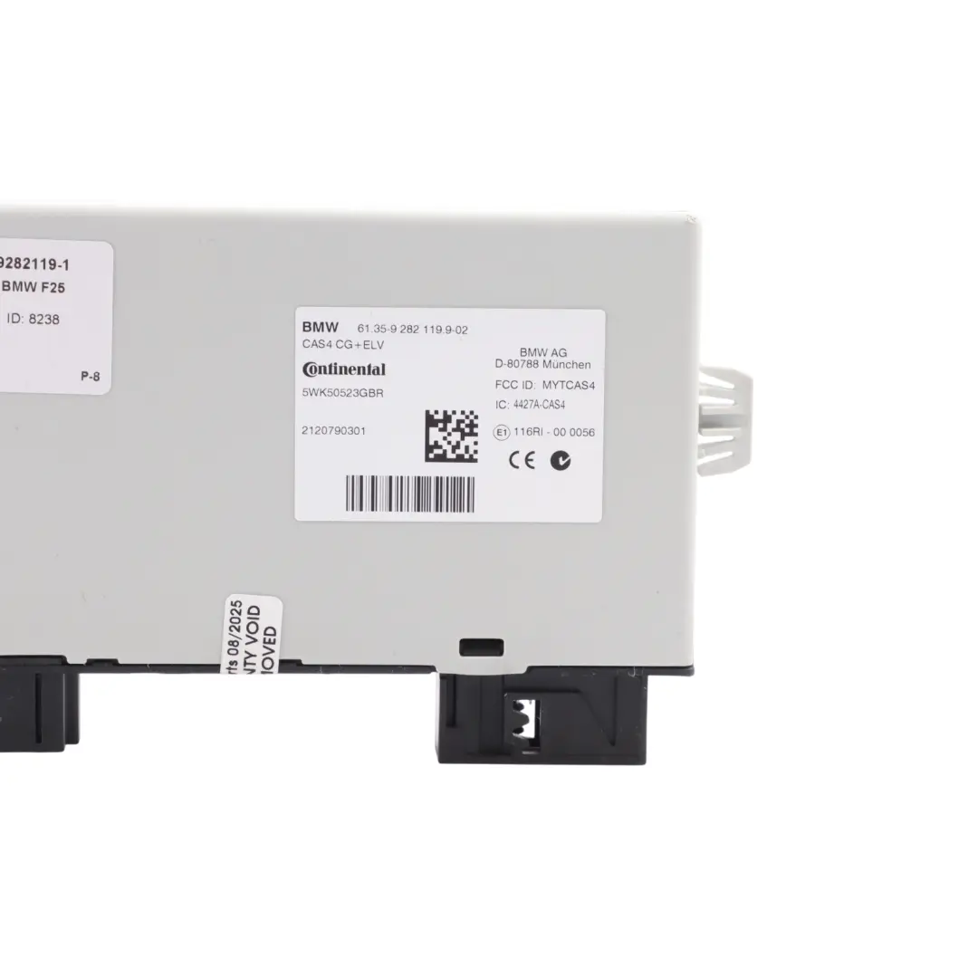 Access System Control Module Unit ECU CAS4 CG+ELV to BMW F10 F11 F25 Car with Part number 9282119 BMW F10 F11 F25 Car Access System Control Module Unit ECU CAS4 CG+ELV - SKU 9282119-1 - Part number 9282119