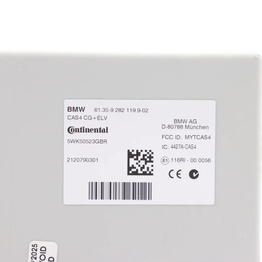 BMW F10 F11 F25 Car Access System Control Module Unit ECU CAS4 CG+ELV - SKU 9282119-1 - Part number 9282119