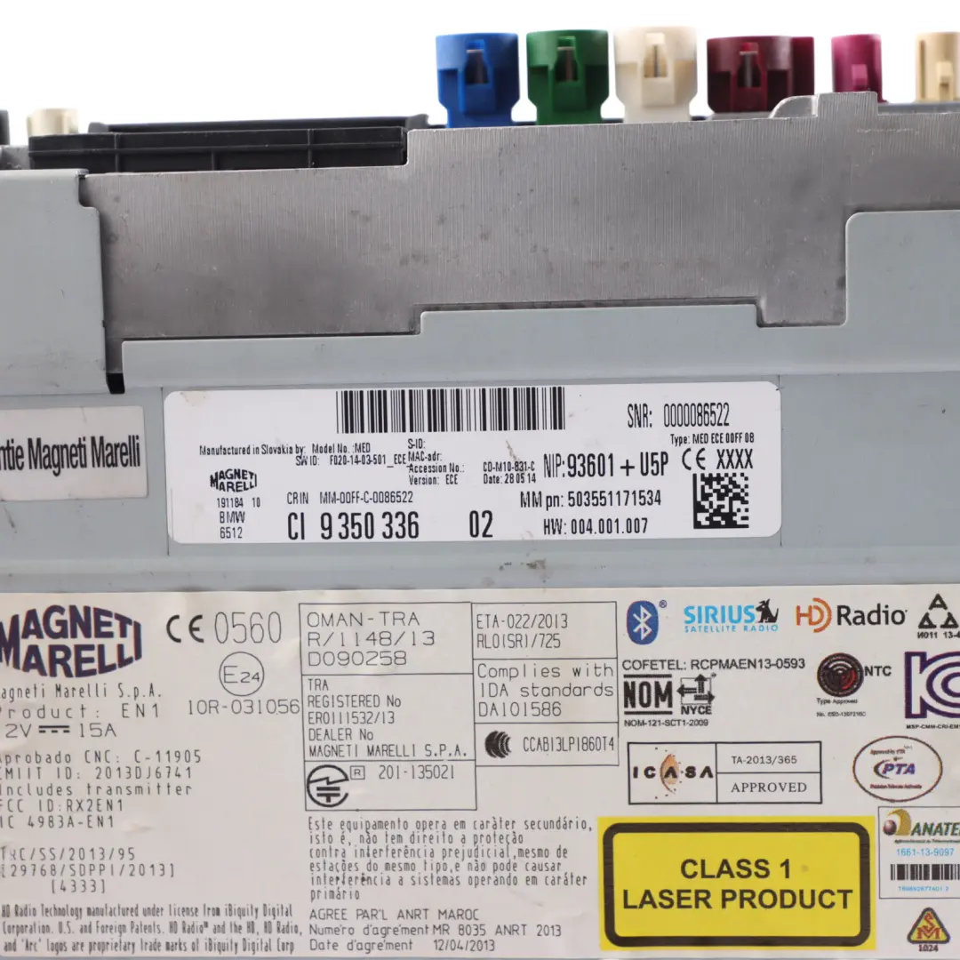 Radio Lettore CD Unità Principale 9395949 per BMW F06 F12 F13 F80 Mini F56 con numero di parte 9350336 BMW F06 F12 F13 F80 Mini F56 Radio Lettore CD Unità Principale 9395949 - SKU 9350336 - Numero di parte 9350336