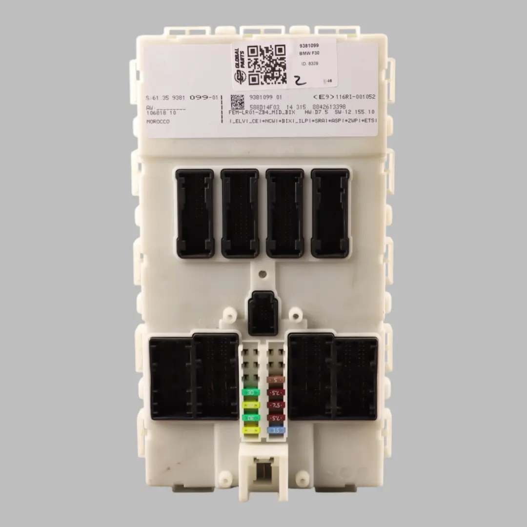 Body Module Control Unit FEM Fuse Box to BMW F20 F30 F31 BCM with Part number 9381099 BMW F20 F30 F31 BCM Body Module Control Unit FEM Fuse Box - SKU 9381099 - Part number 9381099