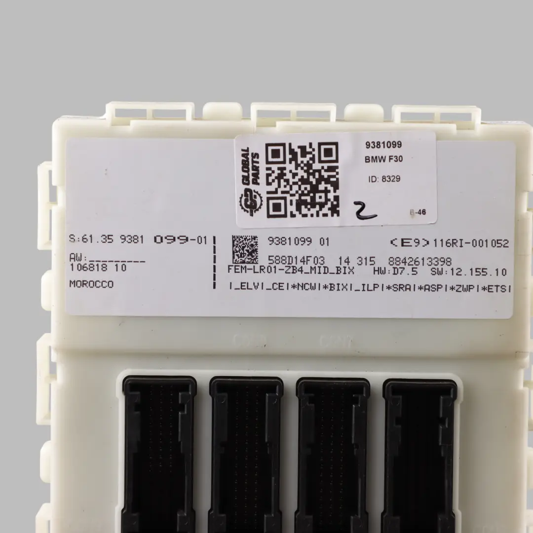 Body Module Control Unit FEM Fuse Box to BMW F20 F30 F31 BCM with Part number 9381099 BMW F20 F30 F31 BCM Body Module Control Unit FEM Fuse Box - SKU 9381099 - Part number 9381099