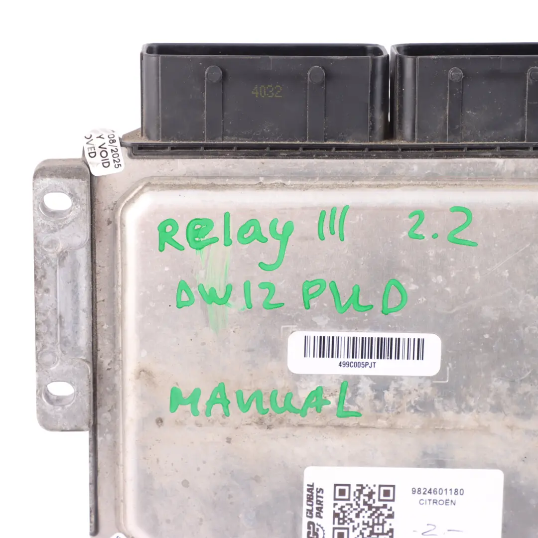 Citroen Relay III 2.2 HDI 140HP DW12RUD Engine Control ECU Manual to with Part number 9824601180 Citroen Relay III 2.2 HDI 140HP DW12RUD Engine Control ECU Manual - SKU 9824601180 - Part number 9824601180