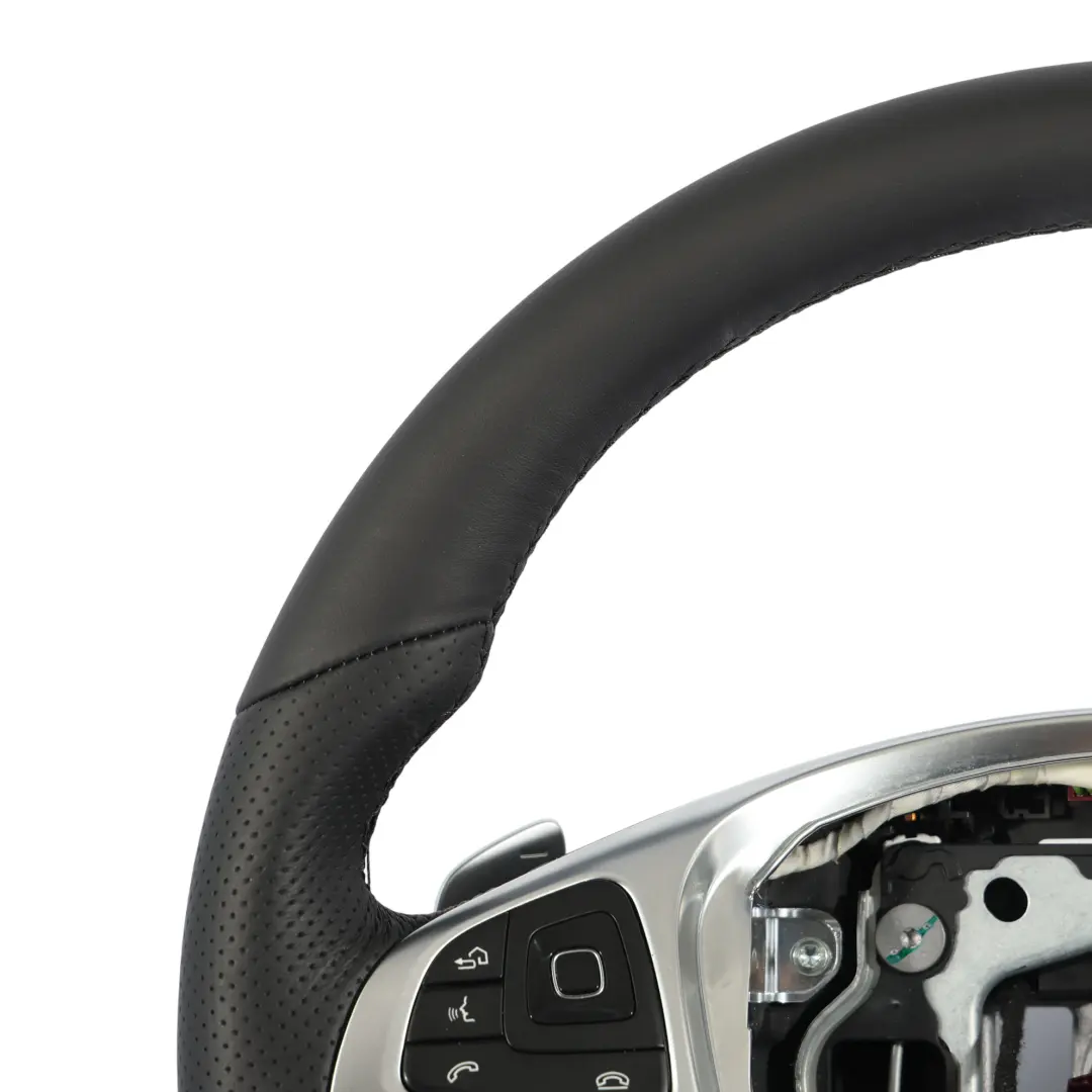 Cuero NUEVO Flat Bottom Palanca de Cambio para Mercedes W213 Volante con número de pieza A0004606600 Mercedes W213 Volante Cuero NUEVO Flat Bottom Palanca de Cambio - SKU A0004606600-1 - Número de pieza A0004606600