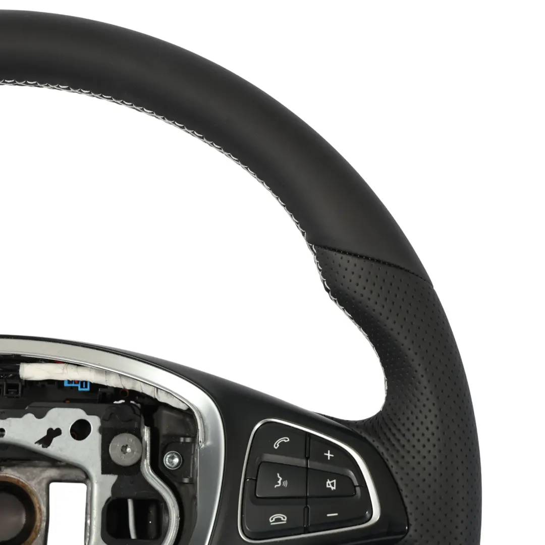 X470 Lenkrad NEU Schwarz Leder Weiß Fäden Multifunktion für Mercedes X250 mit Teilenummer A0004607504 Mercedes X250 X470 Lenkrad NEU Schwarz Leder Weiß Fäden Multifunktion - SKU A0004607504-1 - Teilenummer A0004607504