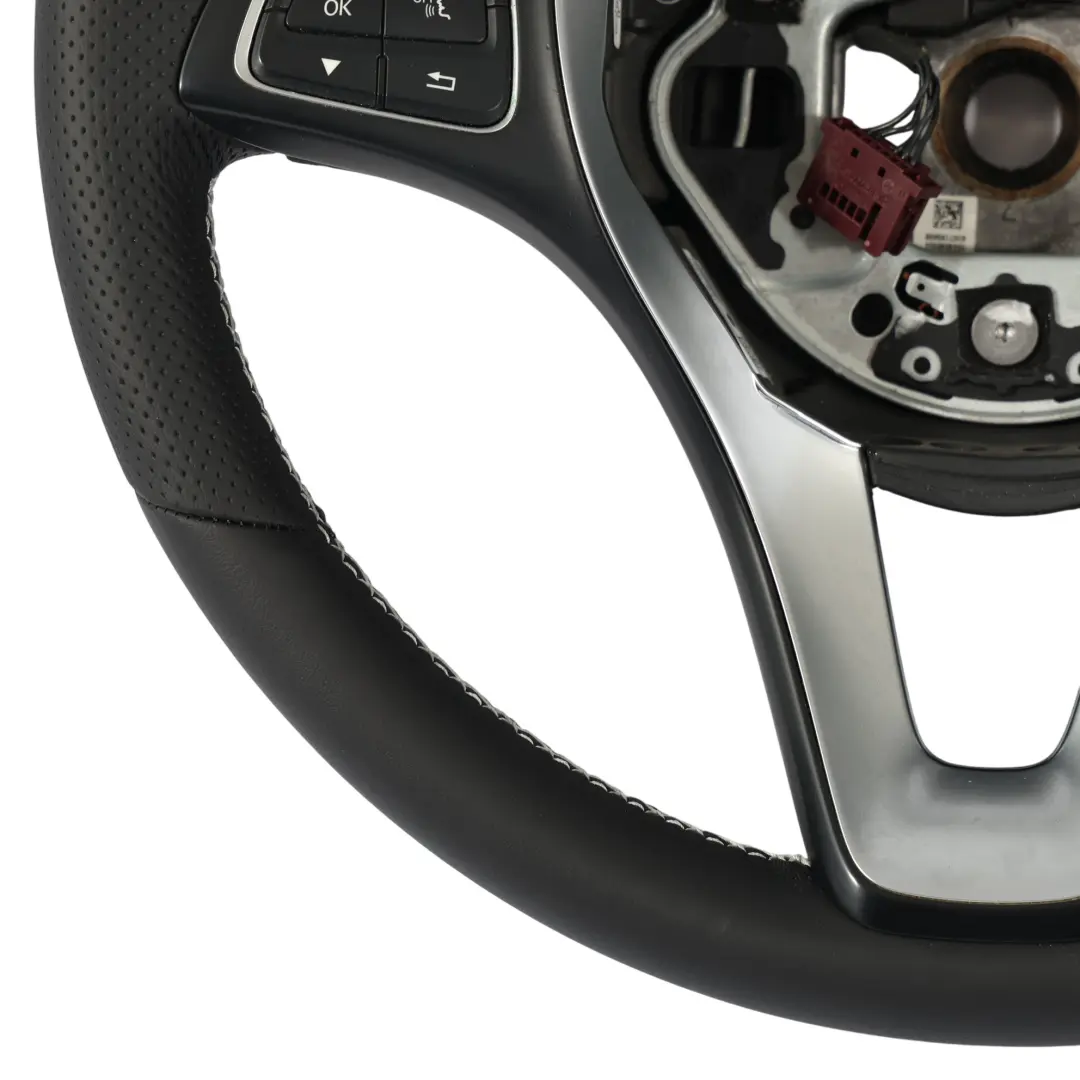 X470 Steering Wheel NEW Black Leather White Threads Multifunction to Mercedes X250 with Part number A0004607504 Mercedes X250 X470 Steering Wheel NEW Black Leather White Threads Multifunction - SKU A0004607504-1 - Part number A0004607504