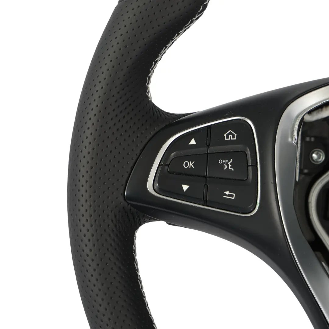 X470 Lenkrad NEU Schwarz Leder Weiß Fäden Multifunktion für Mercedes X250 mit Teilenummer A0004607504 Mercedes X250 X470 Lenkrad NEU Schwarz Leder Weiß Fäden Multifunktion - SKU A0004607504-1 - Teilenummer A0004607504