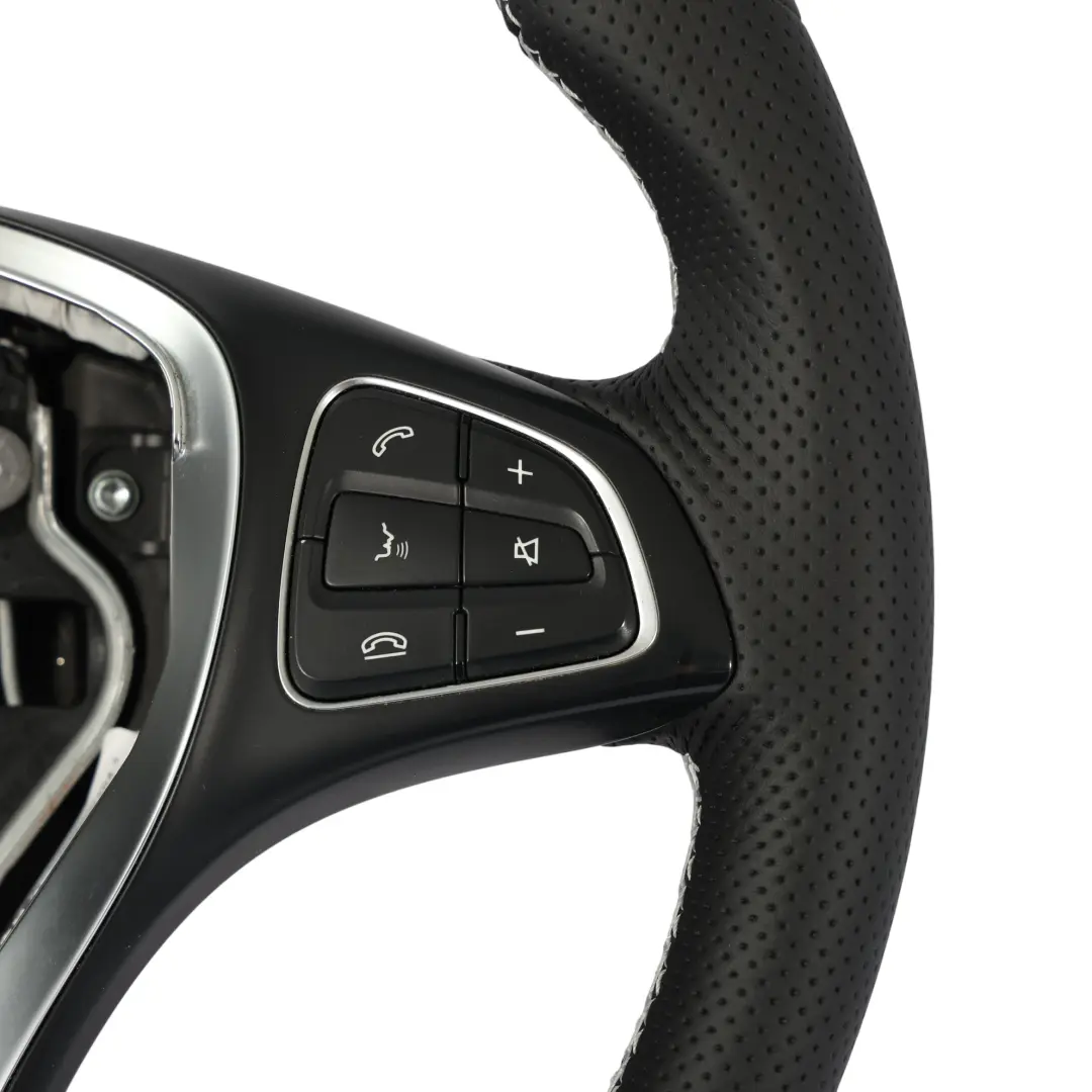 X470 Steering Wheel NEW Black Leather White Threads Multifunction to Mercedes X250 with Part number A0004607504 Mercedes X250 X470 Steering Wheel NEW Black Leather White Threads Multifunction - SKU A0004607504-1 - Part number A0004607504