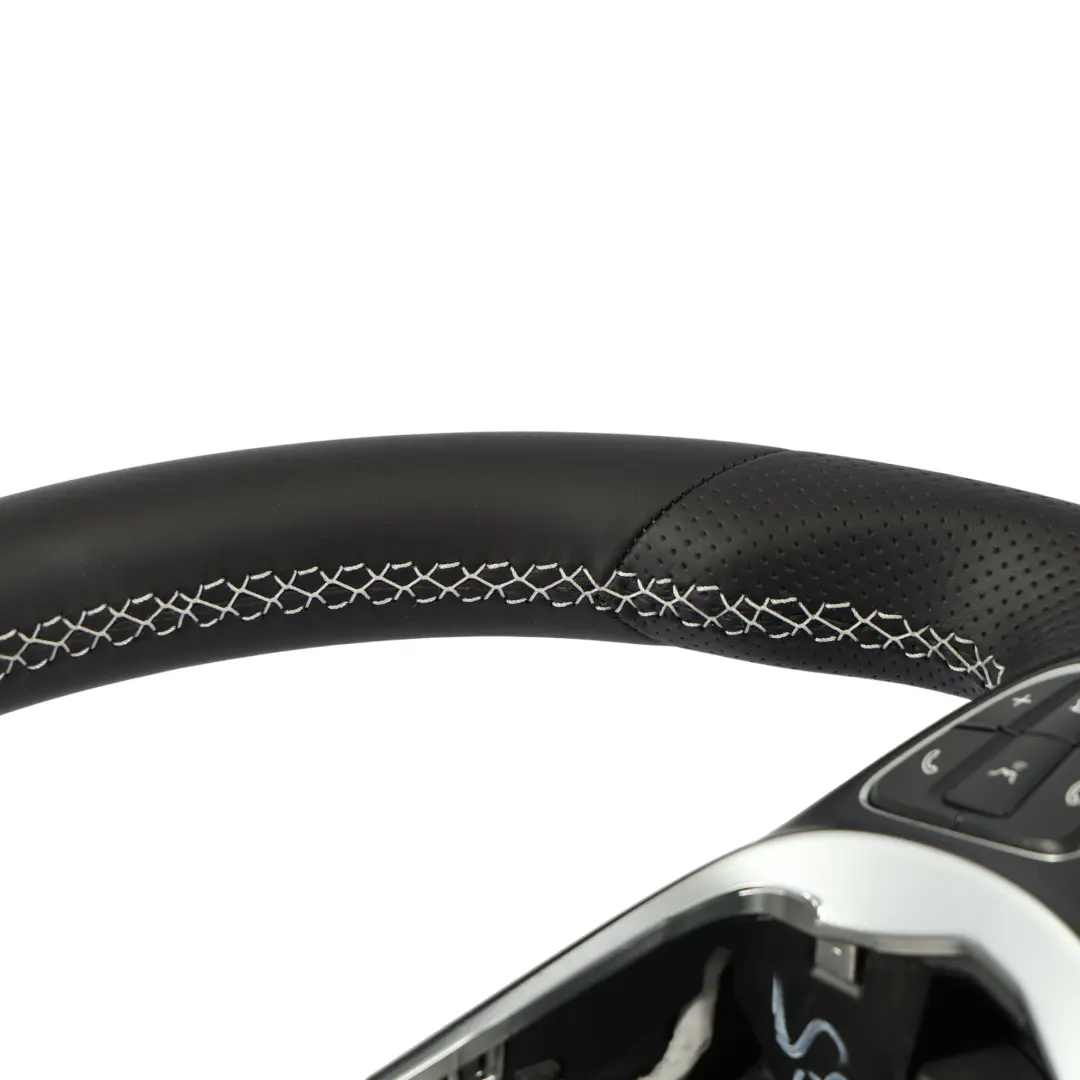 X470 Steering Wheel NEW Black Leather White Threads Multifunction to Mercedes X250 with Part number A0004607504 Mercedes X250 X470 Steering Wheel NEW Black Leather White Threads Multifunction - SKU A0004607504-1 - Part number A0004607504