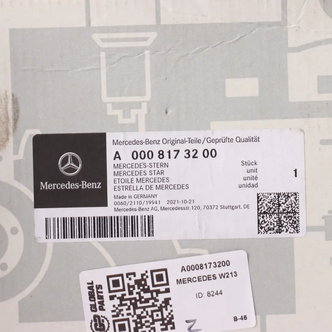 Mercedes W213 Front Bumper Grille Emblement Ornament Star Label - SKU A0008173200 - Part number A0008173200