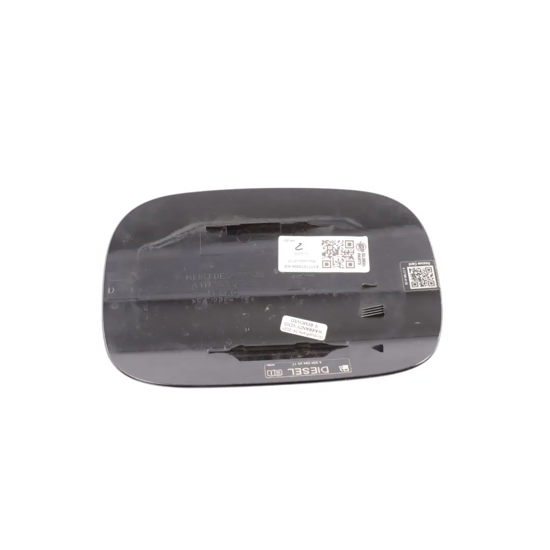 Filler Flap Tank Cover Kosmos Black - 191 to Mercedes CLA C117 Fuel with Part number A1177570006 Mercedes CLA C117 Fuel Filler Flap Tank Cover Kosmos Black - 191 - SKU A1177570006-KB - Part number A1177570006
