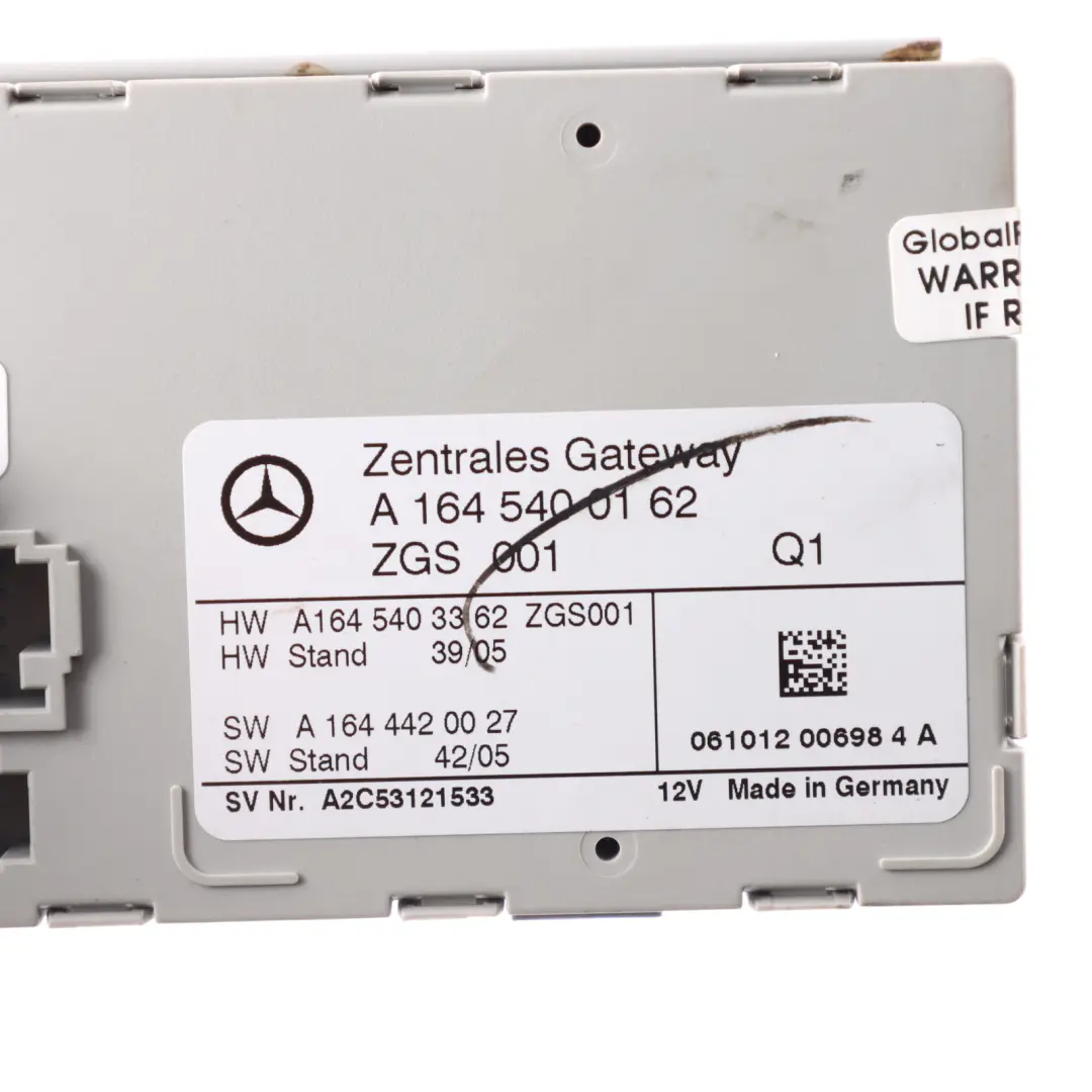 Central Gateway Control Unit Module ECU to Mercedes X164 with Part number A1645400162 Mercedes X164 Central Gateway Control Unit Module ECU - SKU A1645400162 - Part number A1645400162