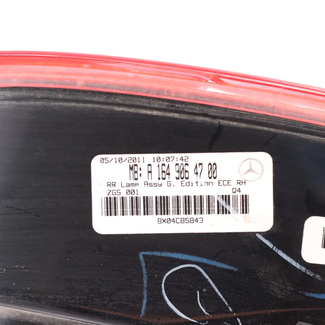 Tail Light Lamp Outer Right O/S to Mercedes ML W164 Grand Edition Rear with Part number A1649064700 Mercedes ML W164 Grand Edition Rear Tail Light Lamp Outer Right O/S - SKU A1649064700 - Part number A1649064700