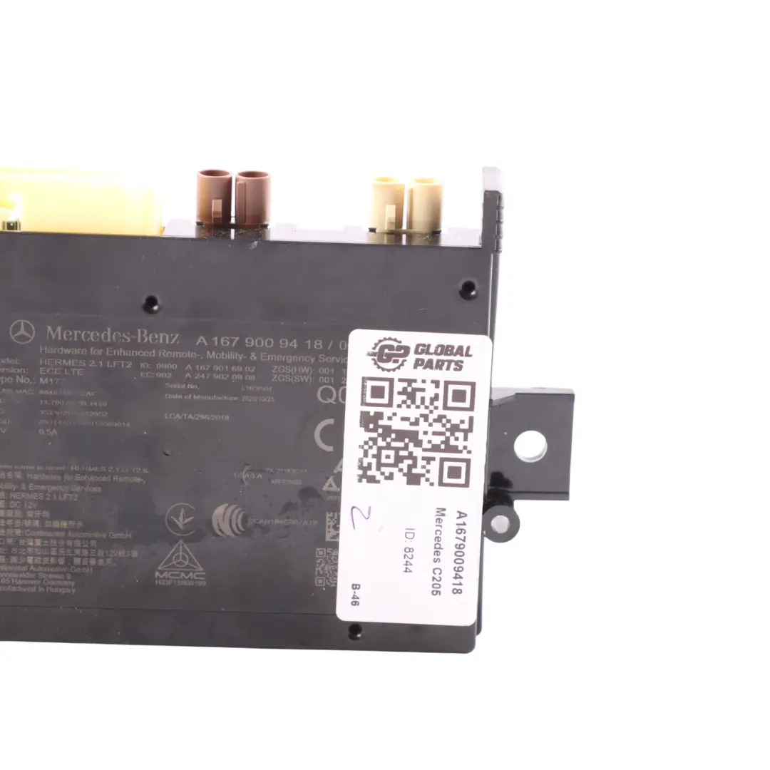 Telematics Emergency Call Module Control Unit to Mercedes C205 W205 with Part number A1679009418 Mercedes C205 W205 Telematics Emergency Call Module Control Unit - SKU A1679009418 - Part number A1679009418