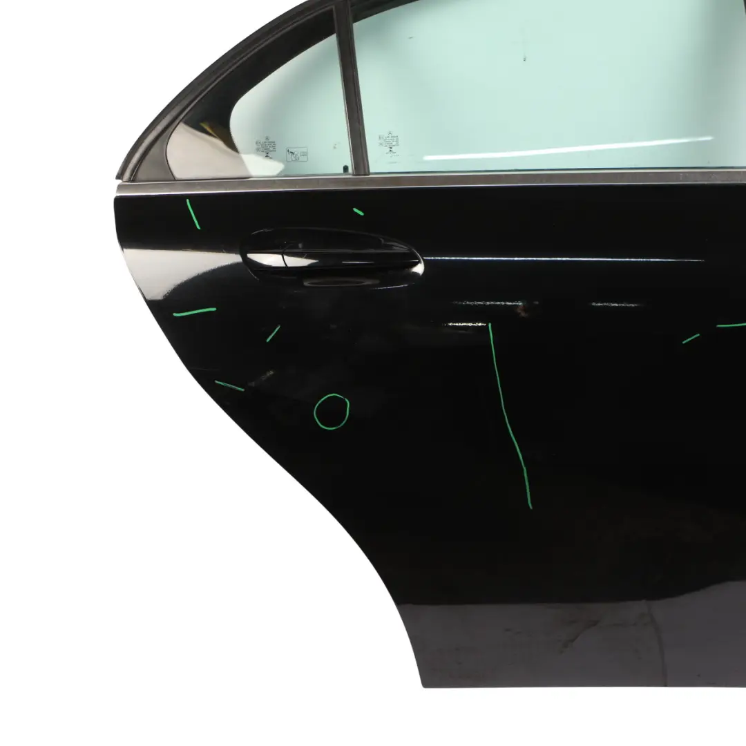 Door Rear Right O/S A-Class Kosmos Cosmic Black Metallic - 191 to Mercedes W176 with Part number A1767300205 Mercedes W176 Door Rear Right O/S A-Class Kosmos Cosmic Black Metallic - 191 - SKU A1767300205-KB2 - Part number A1767300205