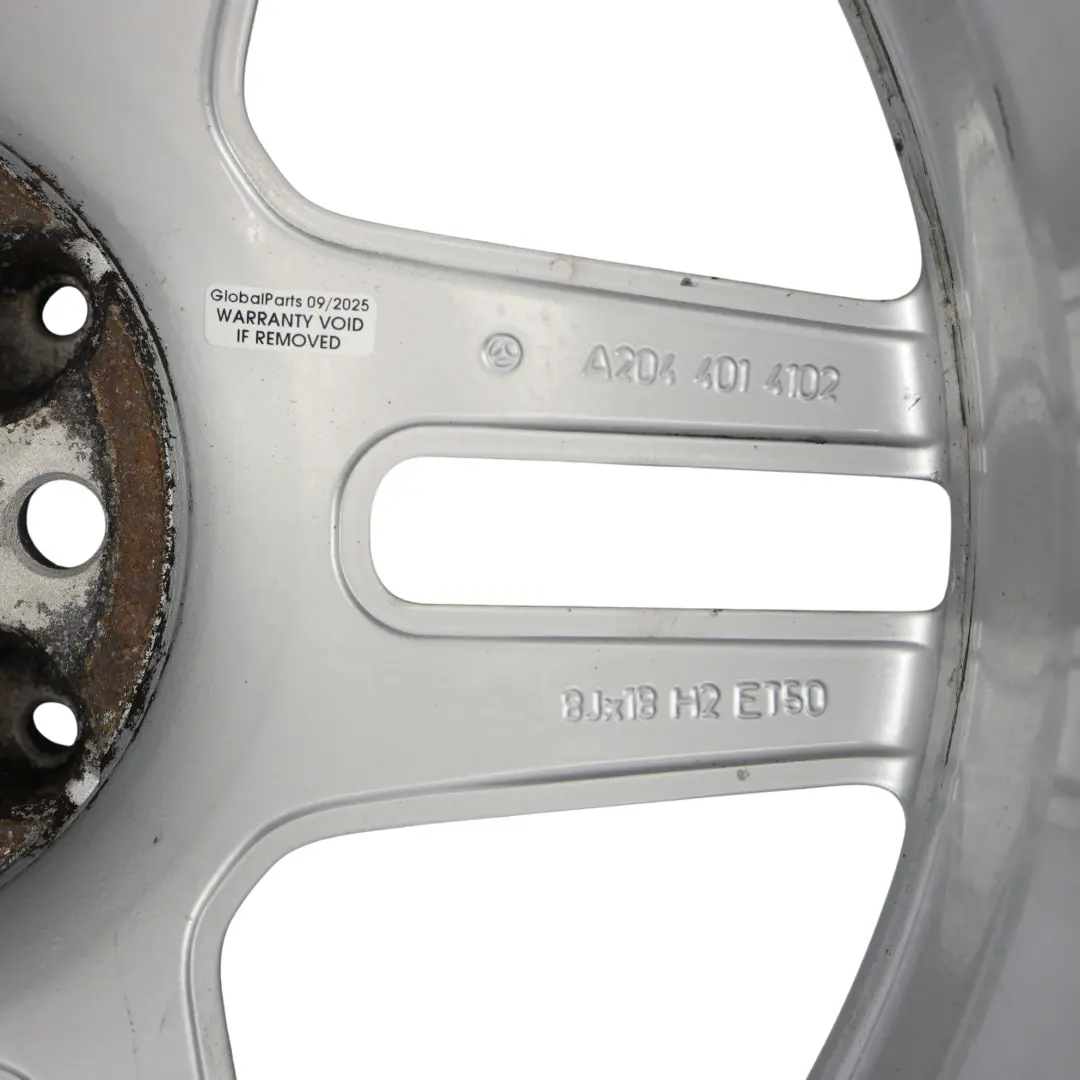 Front Wheel Rim Alloy Silver 18" ET:50 8J to Mercedes W204 AMG with Part number A2044014102 Mercedes W204 AMG Front Wheel Rim Alloy Silver 18" ET:50 8J - SKU A2044014102-4 - Part number A2044014102