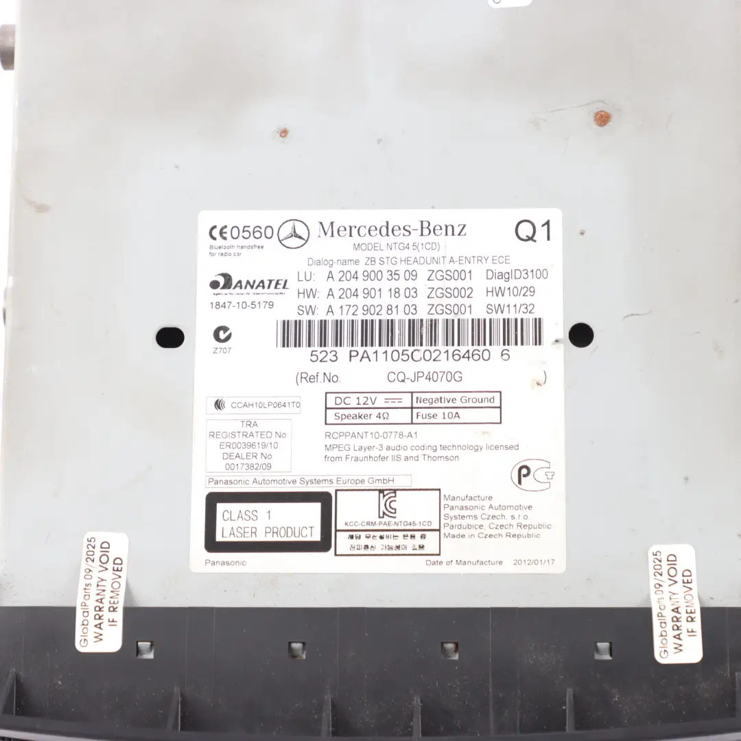 Radio Head Unit Sat Nav CD Player to Mercedes W204 S204 with Part number A2049003509 Mercedes W204 S204 Radio Head Unit Sat Nav CD Player - SKU A2049003509-1 - Part number A2049003509