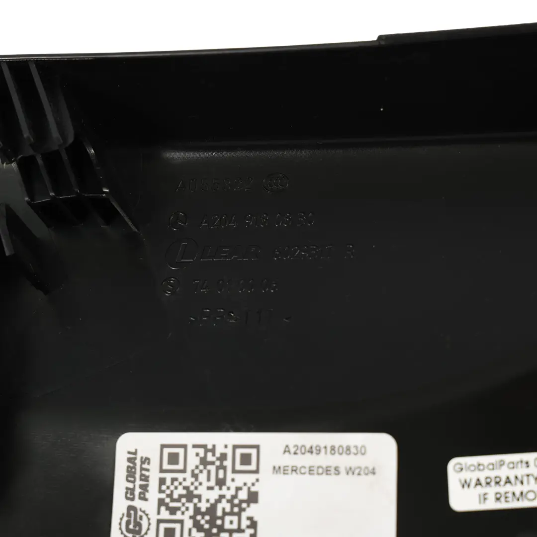 Panel Cubierta Riel Asiento Delantero Derecho para Mercedes W204 S204 con número de pieza A2049180830 Mercedes W204 S204 Panel Cubierta Riel Asiento Delantero Derecho - SKU A2049180830 - Número de pieza A2049180830