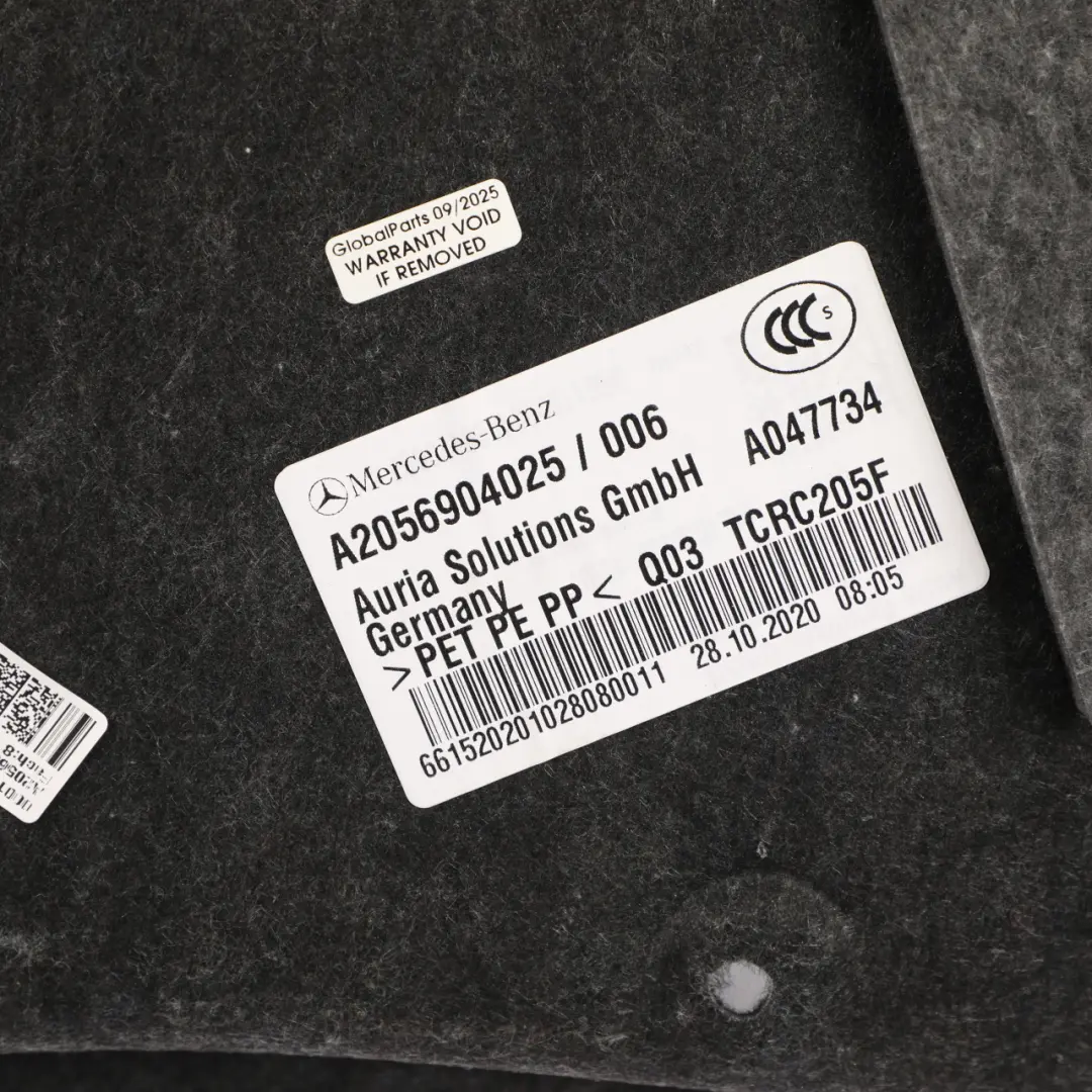 Boot Trunk Trim Rear Right O/S Lateral Cover Panel to Mercedes C205 with Part number A2056904025 Mercedes C205 Boot Trunk Trim Rear Right O/S Lateral Cover Panel - SKU A2056904025 - Part number A2056904025