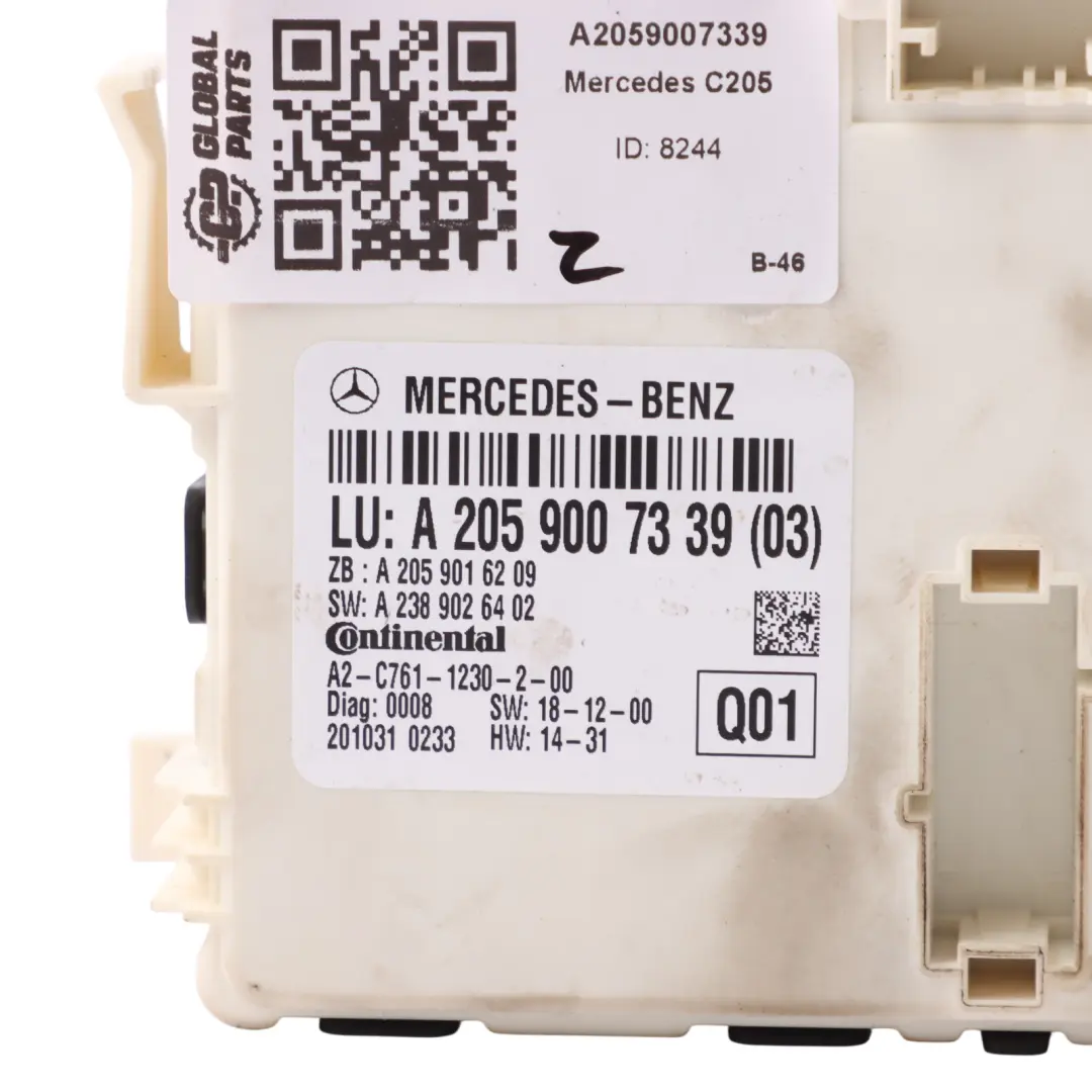 Mercedes W205 BCM Karosserie Steuergerät Einheit ECU - SKU A2059007339 - Teilenummer A2059007339