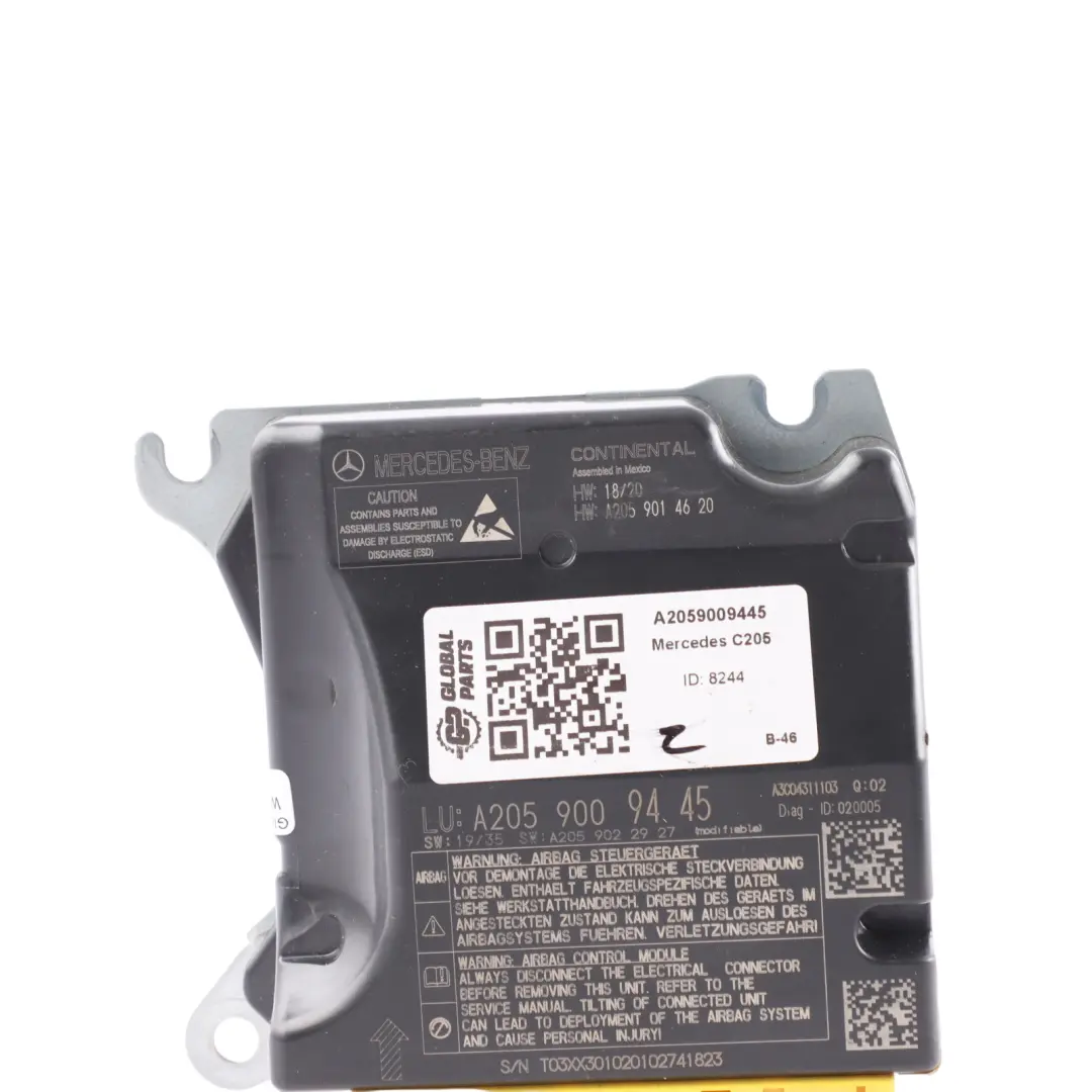 Module Control Unit SRS to Mercedes C205 C253 Air with Part number A2059009445 Mercedes C205 C253 Air Module Control Unit SRS - SKU A2059009445 - Part number A2059009445