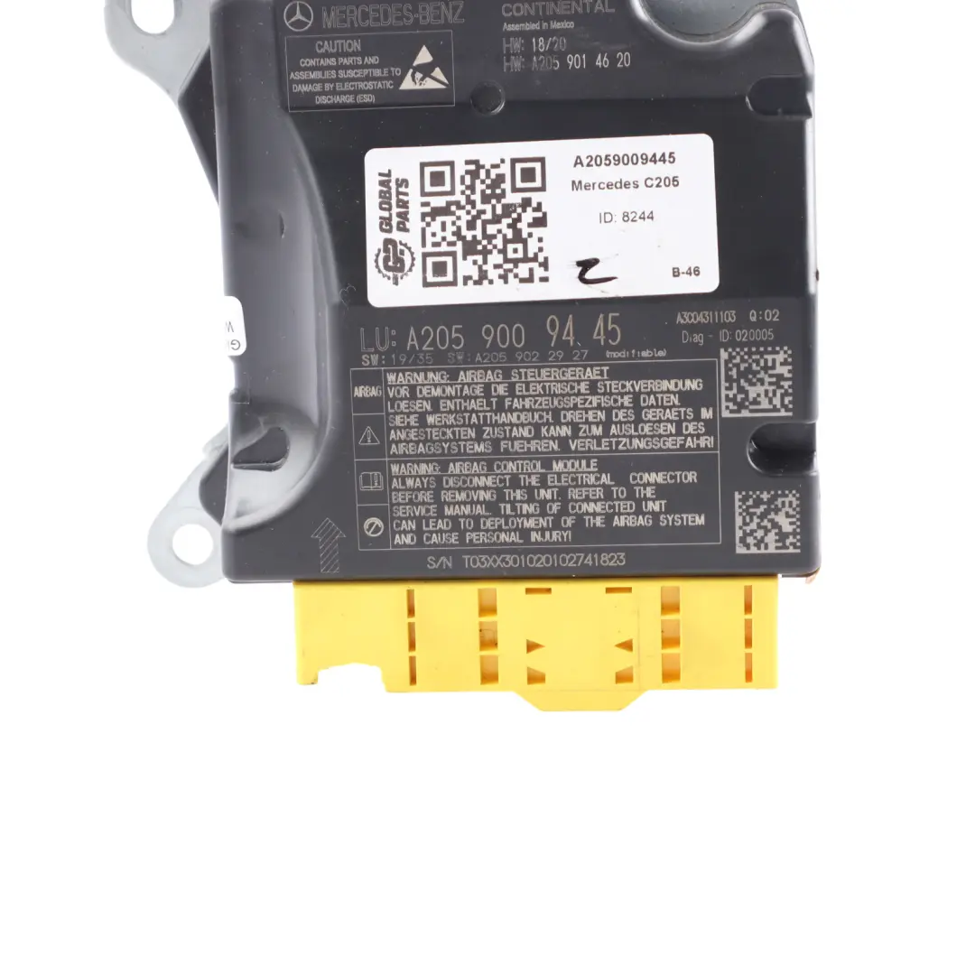 Mercedes C205 C253 Air Module Control Unit SRS - SKU A2059009445 - Part number A2059009445