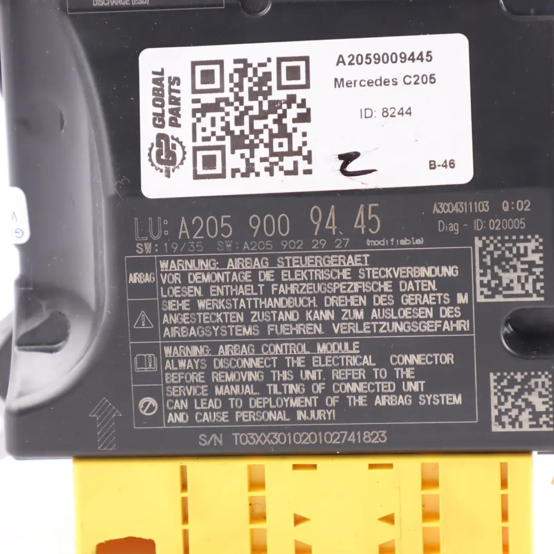 Mercedes C205 C253 Air Module Control Unit SRS - SKU A2059009445 - Part number A2059009445