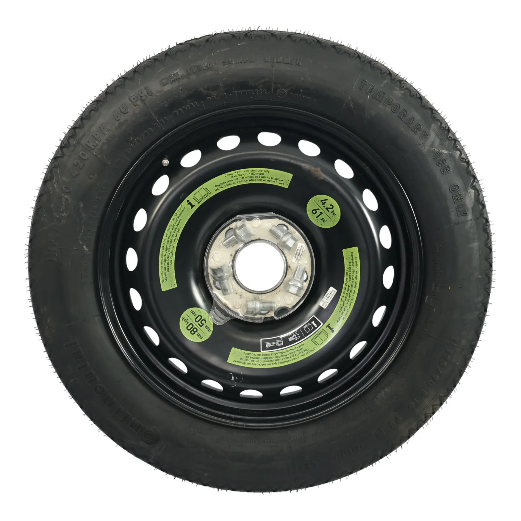 Mercedes W203 C209 Kompakt Ersatzrad Stahlbolzen R16 Reifen 125/90 A2094000402